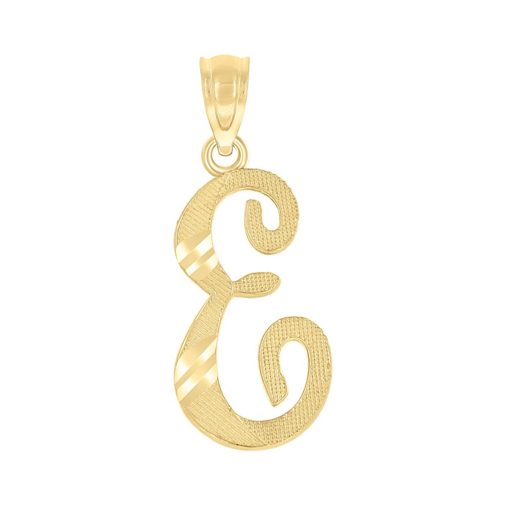 10kt 10k Yellow Gold Unisex Diamond-Cut Initial E Charm Pendant